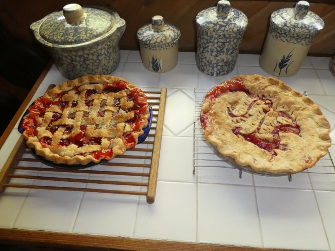 Strawberry Rhubarb birthday pies.JPG Strawberry Rhubarb birthday pies.JPG