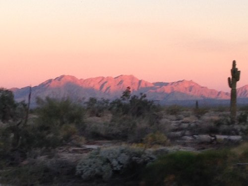 Tom's sheep hunt - Copper Mtns at sunset.JPG