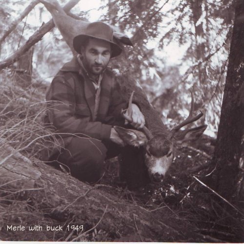 Merle with buck 1949.jpg Merle with buck 1949.jpg