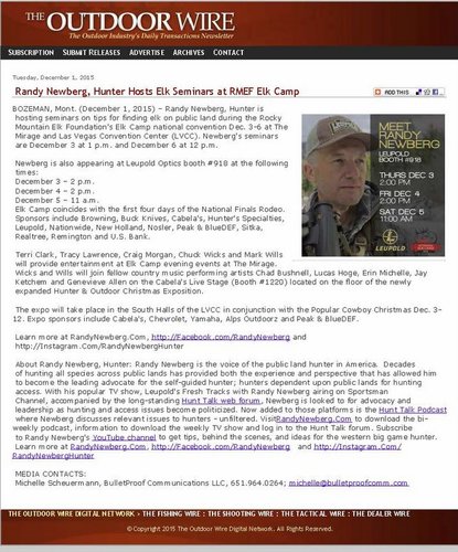 Randy Newberg, Hunter Hosts Elk Seminars at RMEF Elk Camp The Outdoor Wire.jpg Randy Newberg, Hunter Hosts Elk Seminars at RMEF Elk Camp The Outdoor Wire.jpg