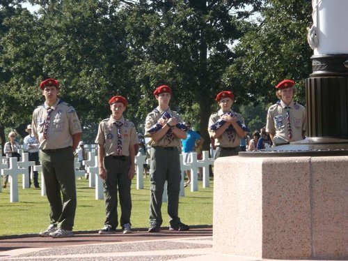 Cache Valley's Troop 1 retrieving flags at the American Cemetery.jpg Cache Valley's Troop 1 retrieving flags at the American Cemetery.jpg
