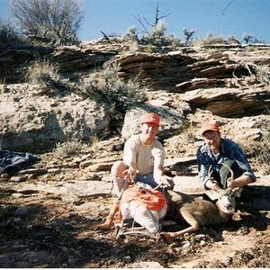Mine is on the pack. The one my buddy is holding my wife shot while were packing mine out of a huge canyon.