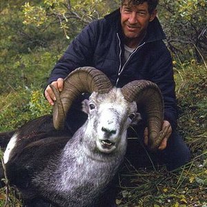 Jim Ford with his 11-year old stone ram from the Toad River area of British Columbia.  We hunted with Blaine Southwick in 1973.