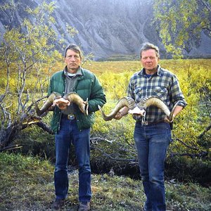 My friend Len Sorenson and I with our rams taken in Alaska in 1992.