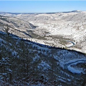 View of the lower reaches of the Chilcotin River in British Columbia where my son Tyler and I hunted mule deer in November, 2010.  We hunted with Bart