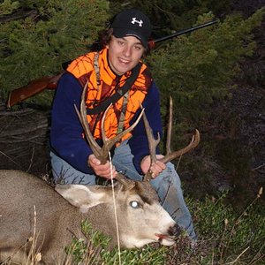 Grandson Dylan's "trophy" mule deer buck taken near Wolf Creek, Montana in 2007.