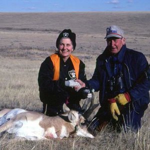 Ray and Gloria with her antelope buck taken in eastern Montana in 1990.