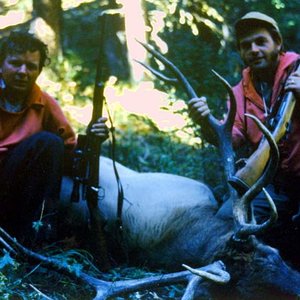 Jack and I with the bull I bugled in and we both shot.  1971 in the Madison early season.