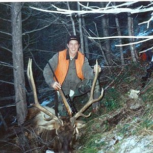 My son, Tyler with the bull he and his brother-in-law shot.