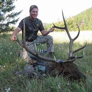 Tyler with his archery bull taken September 3, 2009.