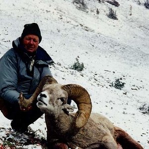 Here I am admiring the Bighorn my friend Tom just shot back in the Bob Marshall Wilderness.  We were bacpacked in there for about a week in September,