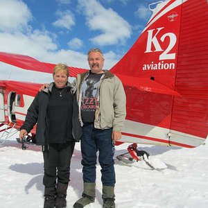 Wife and I doing the glacier landing in Denali Park, Alaska!