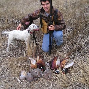 My son John with Olive and our Chocolate Lab Reese who passed away in June at age 14.