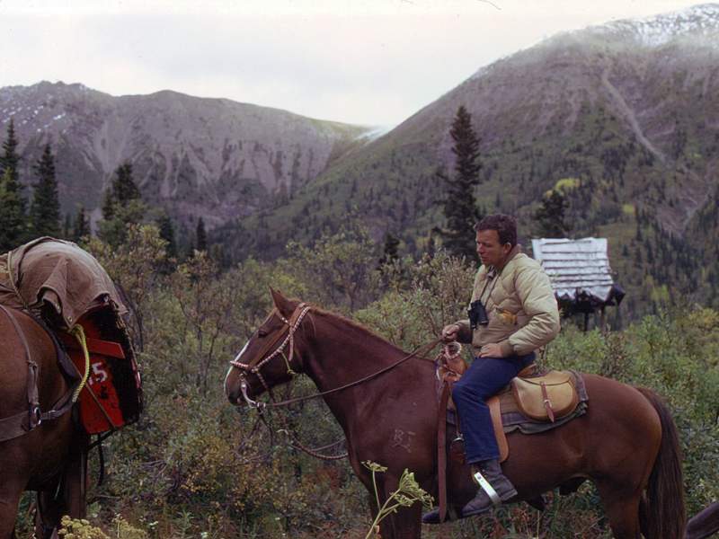 Arriving at spike camp for a 14-day stone sheep hunt in the Toad River country of British Columbia in September, 1973.  Cost of hunt was $1750 Canadia