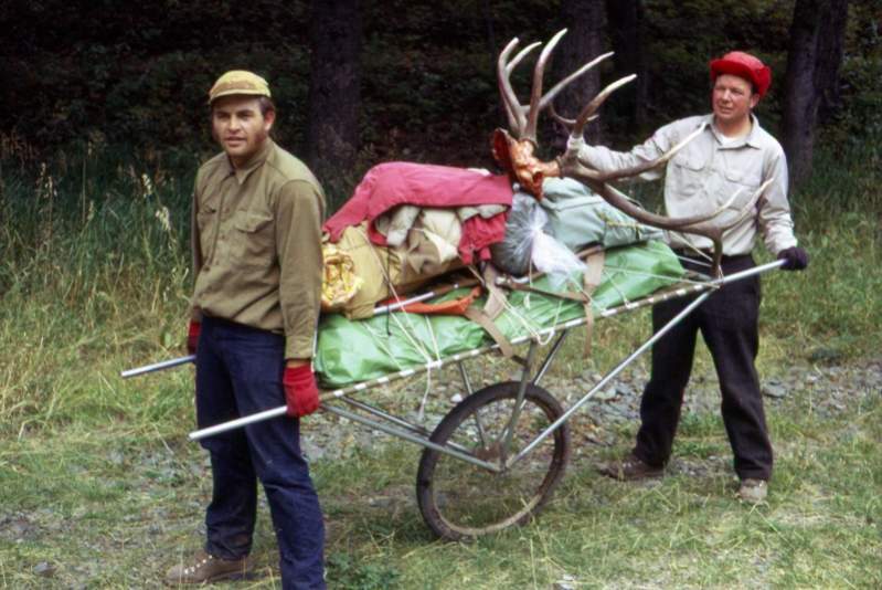 Four and a half miles with this load.  We were breaking spokes before we got out.  1971.