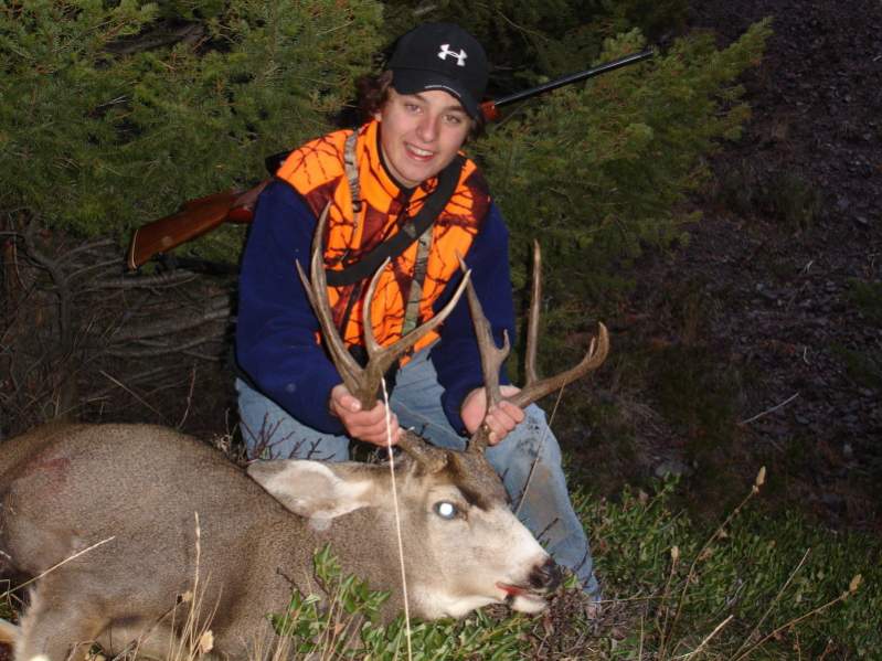 Grandson Dylan's &quot;trophy&quot; mule deer buck taken near Wolf Creek, Montana in 2007.