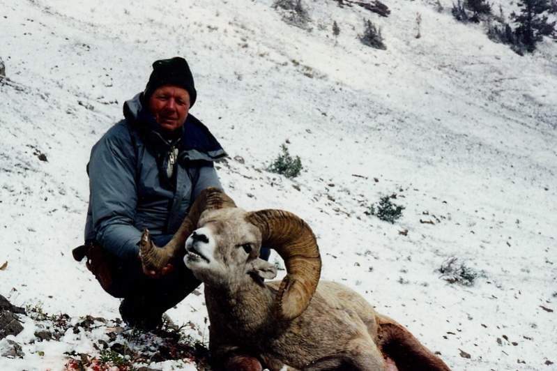 Here I am admiring the Bighorn my friend Tom just shot back in the Bob Marshall Wilderness.  We were bacpacked in there for about a week in September,