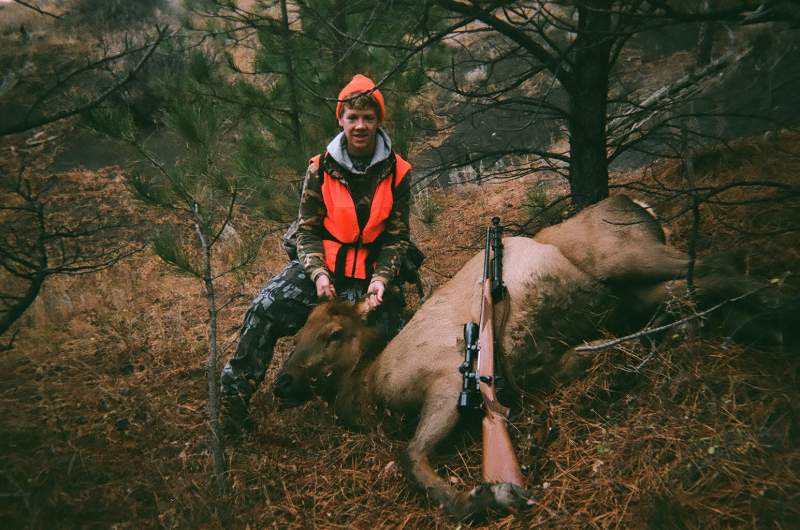 Hunter (14) with his antlerless elk in 2012.