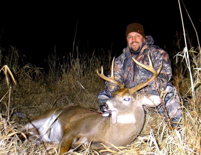 I took my buddy Keith hunting at one of my spots, he called in the 8 point.  He wanted me to shoot it, but the deer busted me and walked right in fron