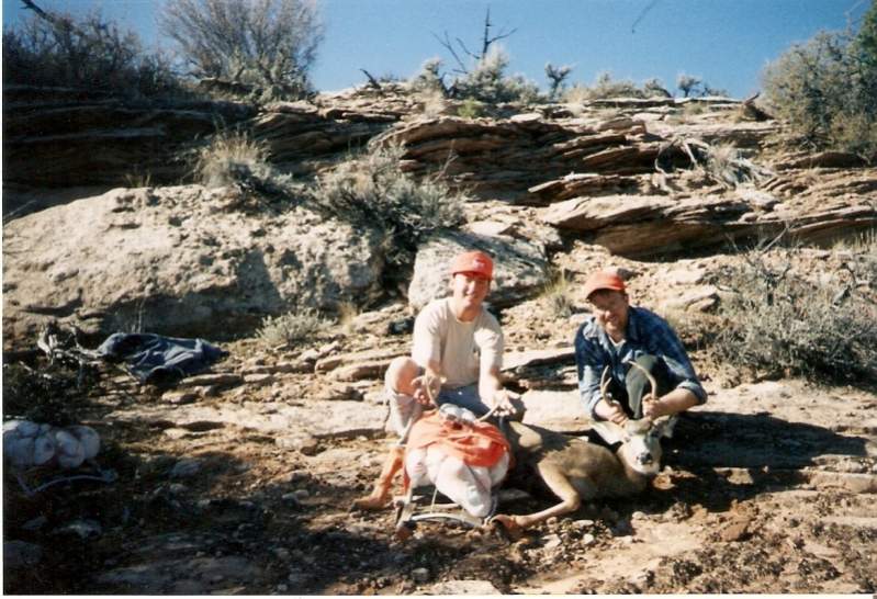Mine is on the pack. The one my buddy is holding my wife shot while were packing mine out of a huge canyon.