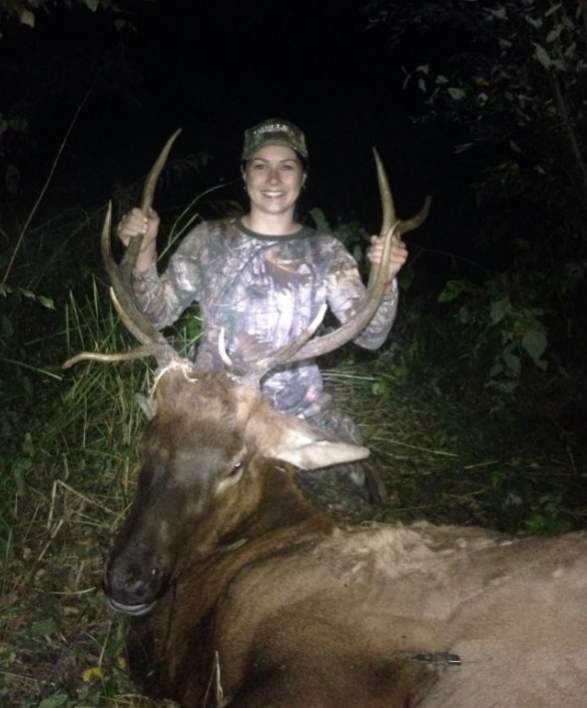 My first ever bull, taken with a bow on public land, quartering away at 42 yds. This was a very long day, as the bf got his at 830am, and I shot him a