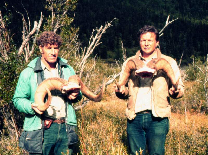 My friend and avid sheep hunter, Jim Ford and I with our dall rams taken in Alaska in 1976.