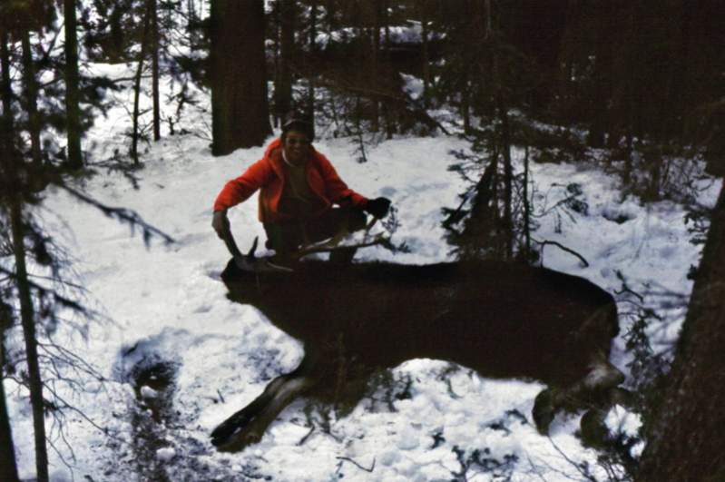 My friend Darvin's Shiras Moose taken a half mile from where I shot mine.  We tracked two bulls together until they got nervous that they were being f