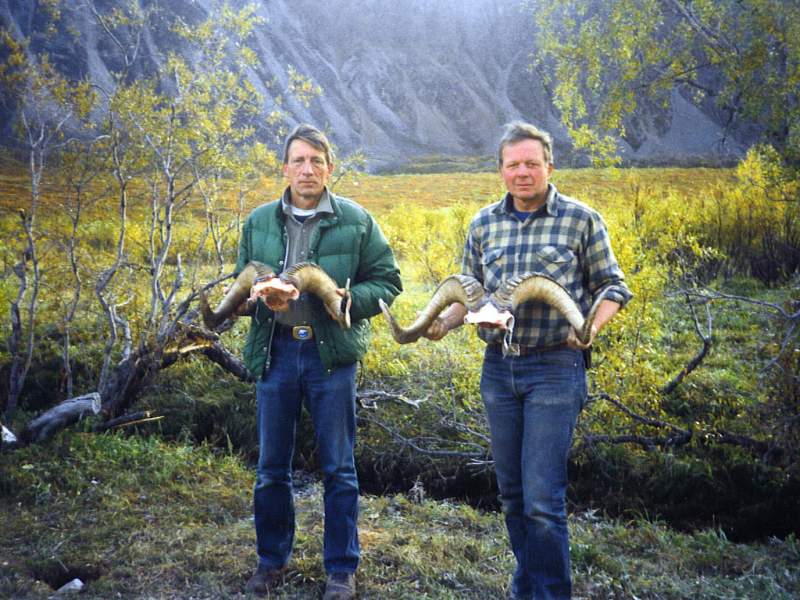 My friend Len Sorenson and I with our rams taken in Alaska in 1992.