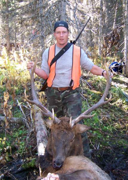 My son Tyler, took this bull in the jungle at 30-yards on our last day of hunting in the Bob Marshall Wilderness.  We hunted in 2004 with the Blixrude