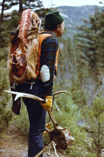 Packing out the meat.  Magpie Gulch in the 1980's.