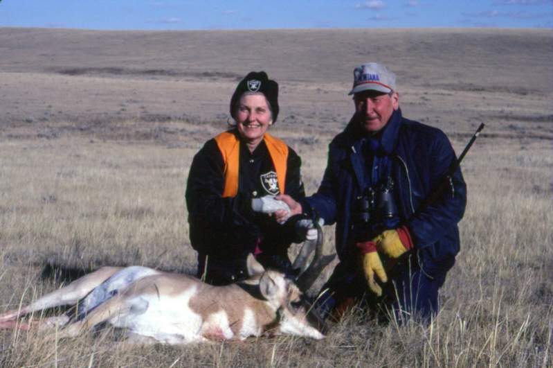 Ray and Gloria with her antelope buck taken in eastern Montana in 1990.