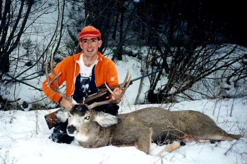 Son-in-law, Steve, got this nice buck in a lot of snow.  Montana - 1996.