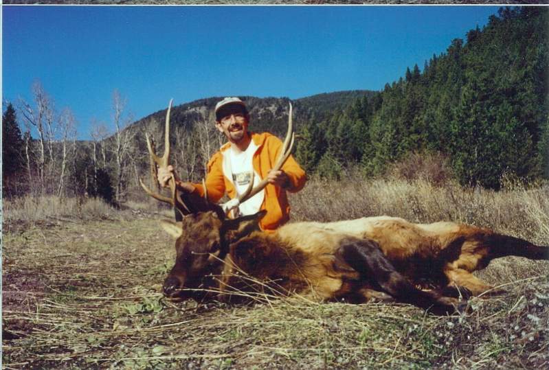 Son-in-law, Steve with his first brow tined bull elk taken in October, 2000.