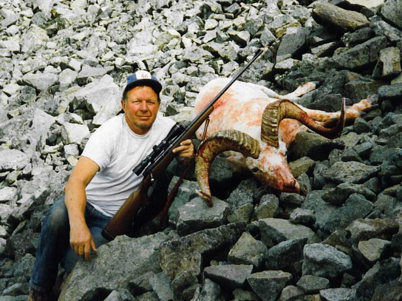 Took this ram hunting with Ray McNutt in the Nutzotin Mountains of Alaska in 1992.  He took a real nasty tumble down that rockslide.