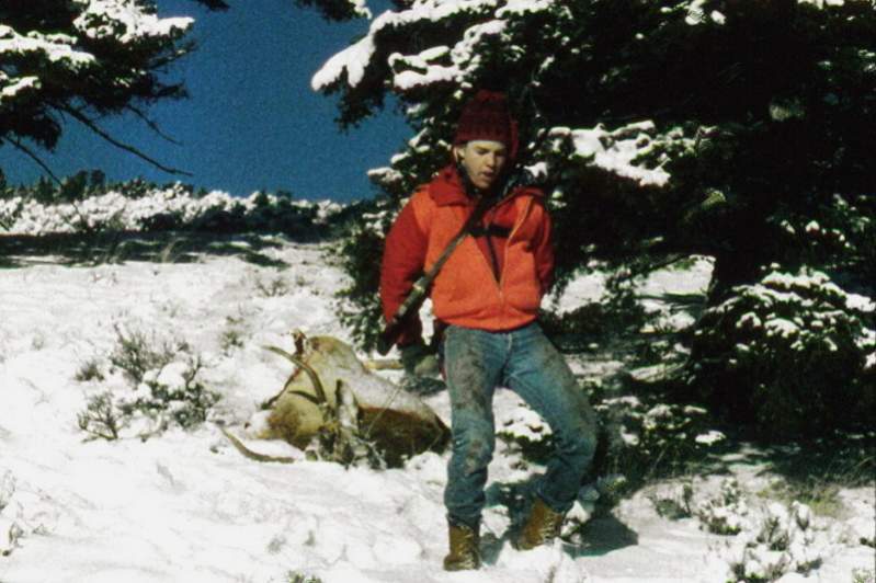 Tyler, dragging out his first elk in 1985.