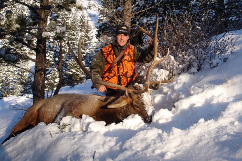 Tyler with a big 5-point bull.  Montana, 2007.