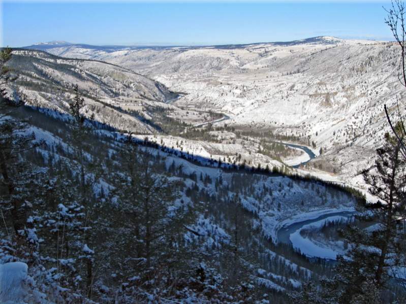 View of the lower reaches of the Chilcotin River in British Columbia where my son Tyler and I hunted mule deer in November, 2010.  We hunted with Bart