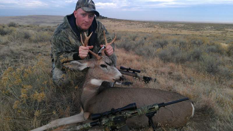 We were out Coyote hunting in the desert... and, this little buck must have been lost begin down so low. made a bunch of jerky