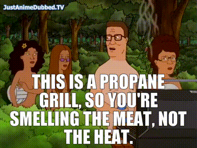 Image of This is a propane grill, so you're smelling the meat, not the heat.
